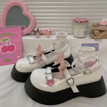 Mulheres Bombas Adorável Lolita Sapatos de Estilo Japonês de Patentes de Couro Mary Jane Shoes para as Mulheres do Vintage Meninas antiderrapante Sapatos de Plataforma